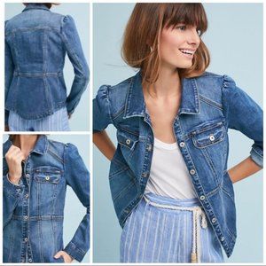 Pilcro Ruched-Sleeve Denim  Jean Jacket S Rare